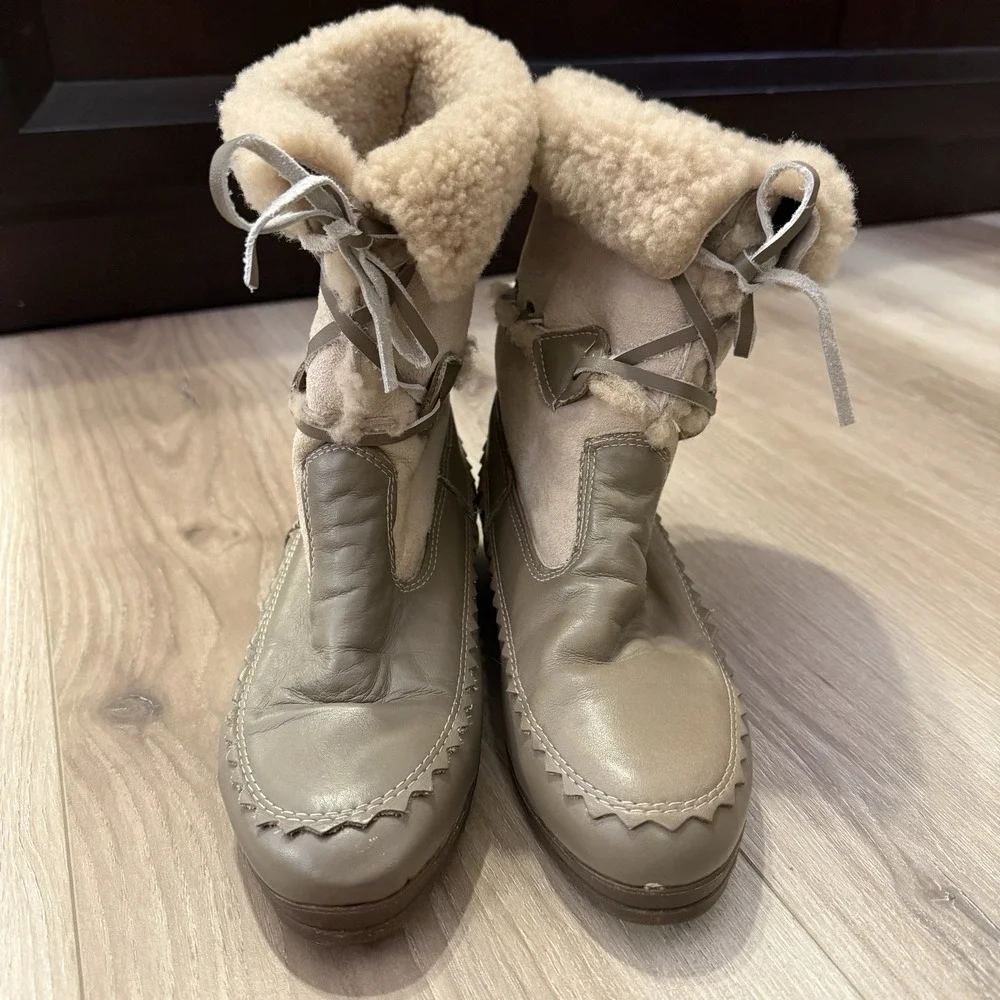 Blondo Women's Snow Boots Gray Sherling Heel, Size 7 Vintage‎ - Picture 2 of 7